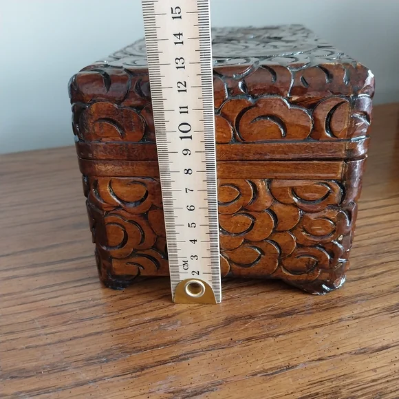 Hand-Carved Floral Wood Nesting Boxes - Brown - Picture 12 of 16